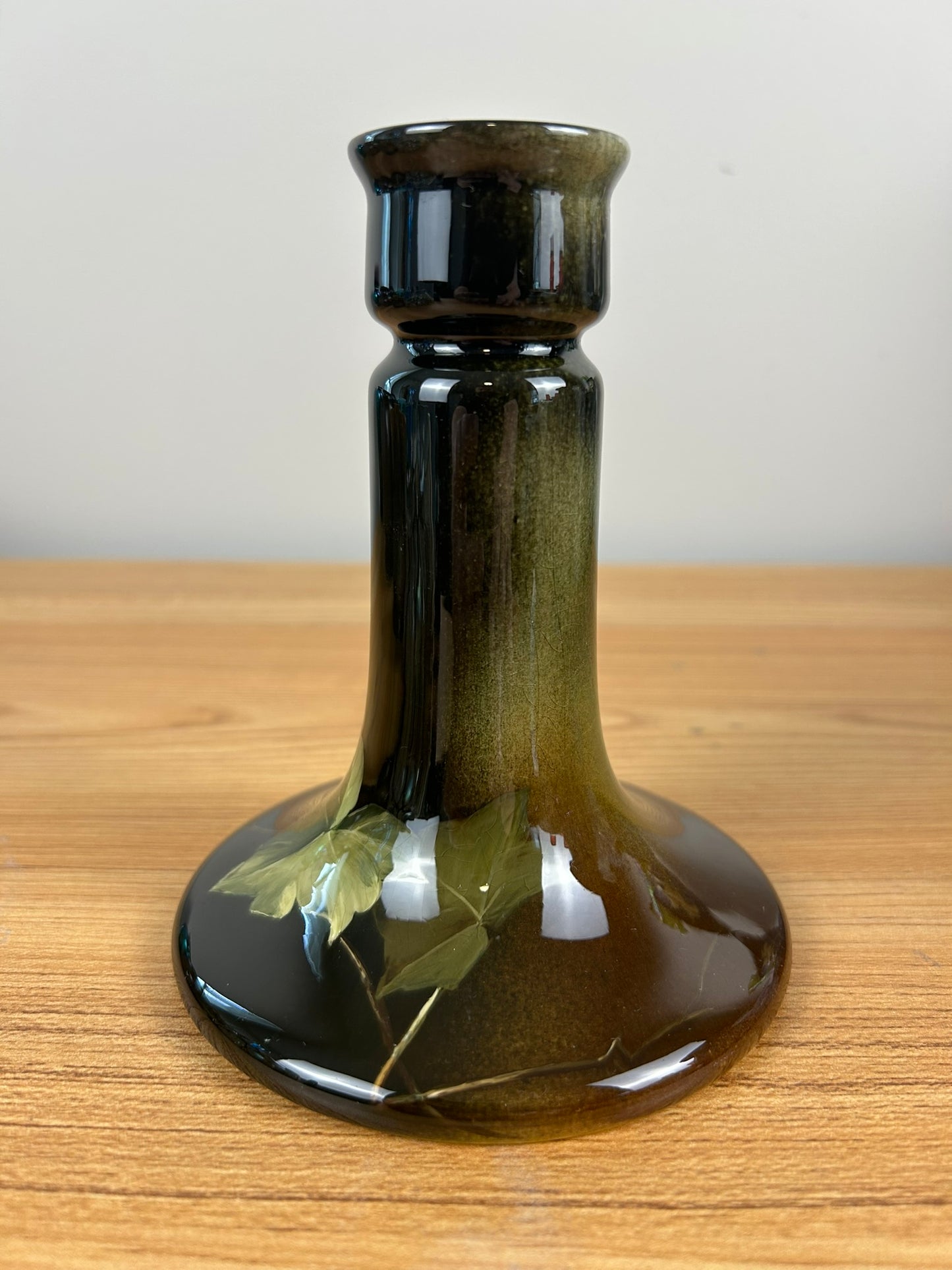 JB Owens Standard Glaze Wide Base Vase With Floral Decorations.