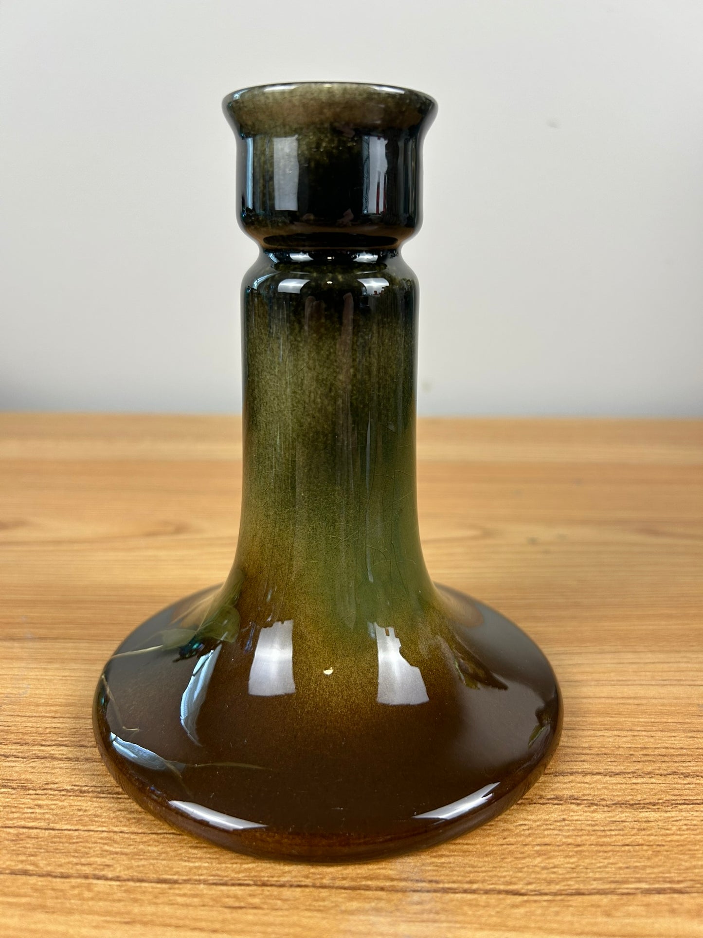 JB Owens Standard Glaze Wide Base Vase With Floral Decorations.