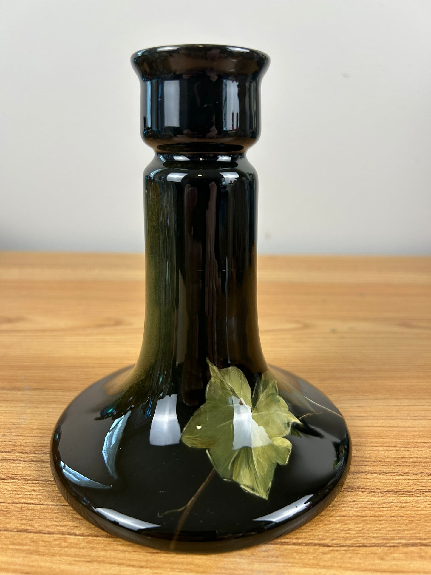 JB Owens Standard Glaze Wide Base Vase With Floral Decorations.