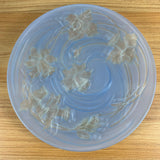 Phoenix Consolidated Art Deco Glass Platter, 2-side sculpted, blue, Jonquil, 14"