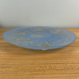 Phoenix Consolidated Art Deco Glass Platter, 2-side sculpted, blue, Jonquil, 14"