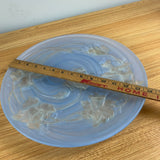 Phoenix Consolidated Art Deco Glass Platter, 2-side sculpted, blue, Jonquil, 14"