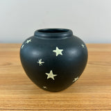 Weller Art Pottery 1934 "Stellar" Dark Blue Black With White Stars Cabinet Vase Hester Pillsbury