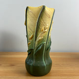 Ephraim Faience Art Pottery 2025 Experimental "Goldenrod" Twisted Body Vase Green Yellow