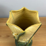 Ephraim Faience Art Pottery 2025 Experimental "Goldenrod" Twisted Body Vase Green Yellow