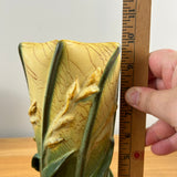 Ephraim Faience Art Pottery 2025 Experimental "Goldenrod" Twisted Body Vase Green Yellow