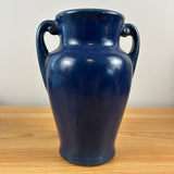 Brush McCoy Early 1900s Art Deco Dark Blue Double Handled Vase
