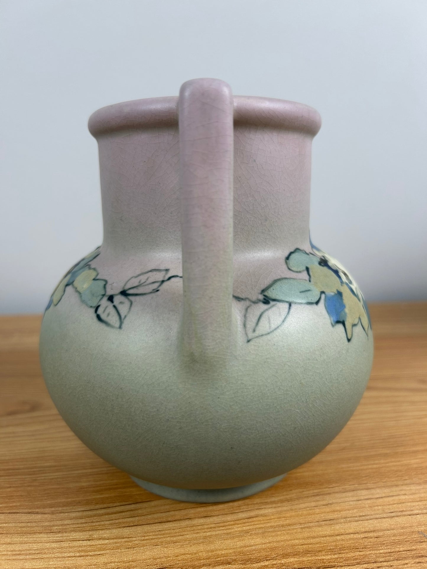Antique Weller Hudson hand painted double handle vase signed Pillsbury