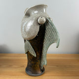 Mitchell Grafton Early 2002 Art Pottery Raku Fired Iridescent Large 13" Tall Fish Vase