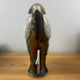 Mitchell Grafton Early 2002 Art Pottery Raku Fired Iridescent Large 13" Tall Fish Vase