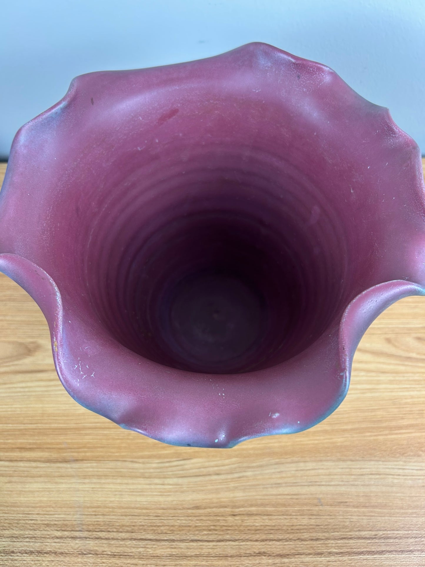 1920's WELLER POTTERY Fleron VASE Hand Made Arts & Crafts MATT Green & Rose 8"