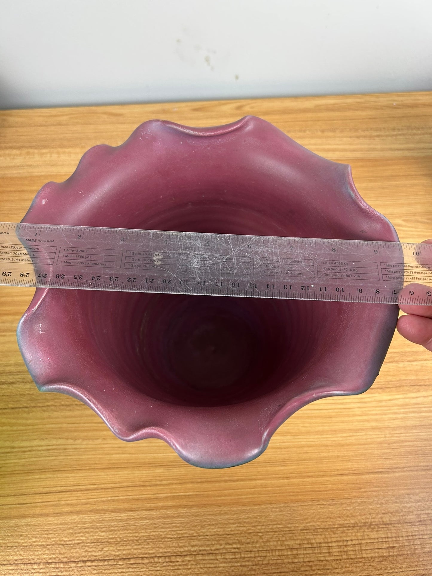 1920's WELLER POTTERY Fleron VASE Hand Made Arts & Crafts MATT Green & Rose 8"