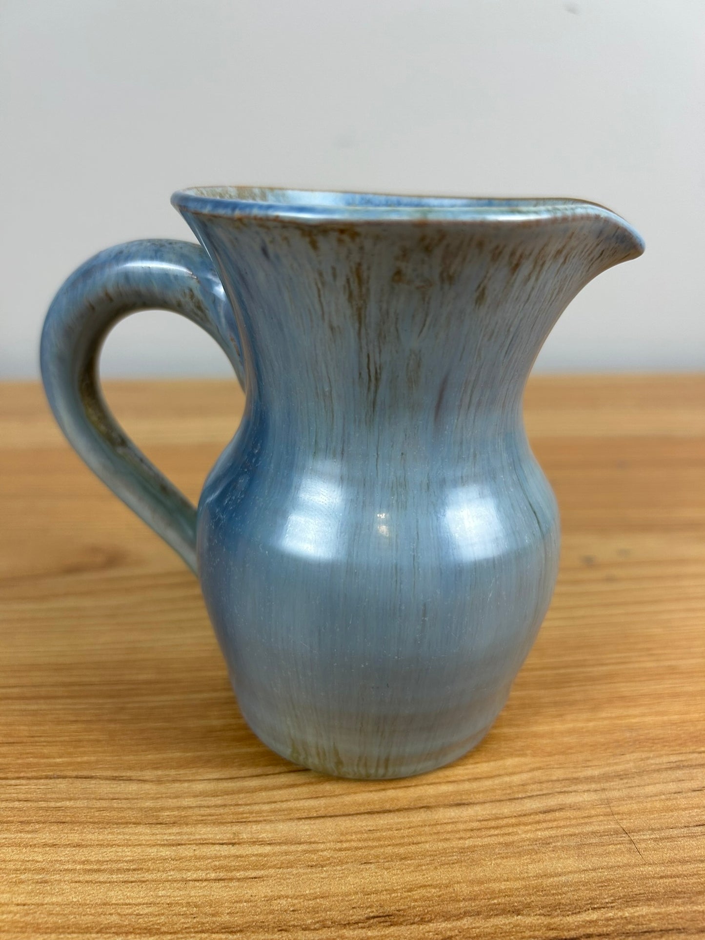 Rushmore Pottery Blue Mottled Glaze 4" Early Handled Pitcher
