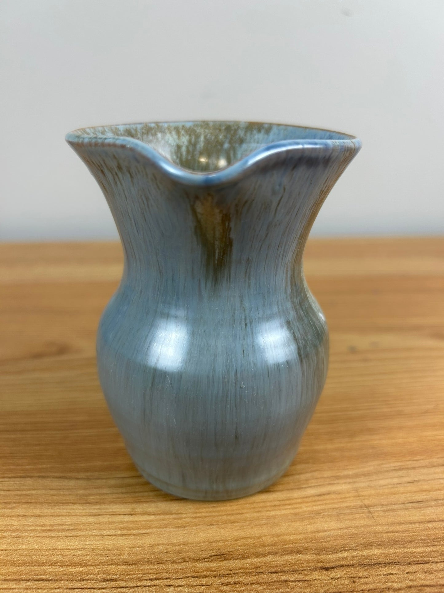 Rushmore Pottery Blue Mottled Glaze 4" Early Handled Pitcher