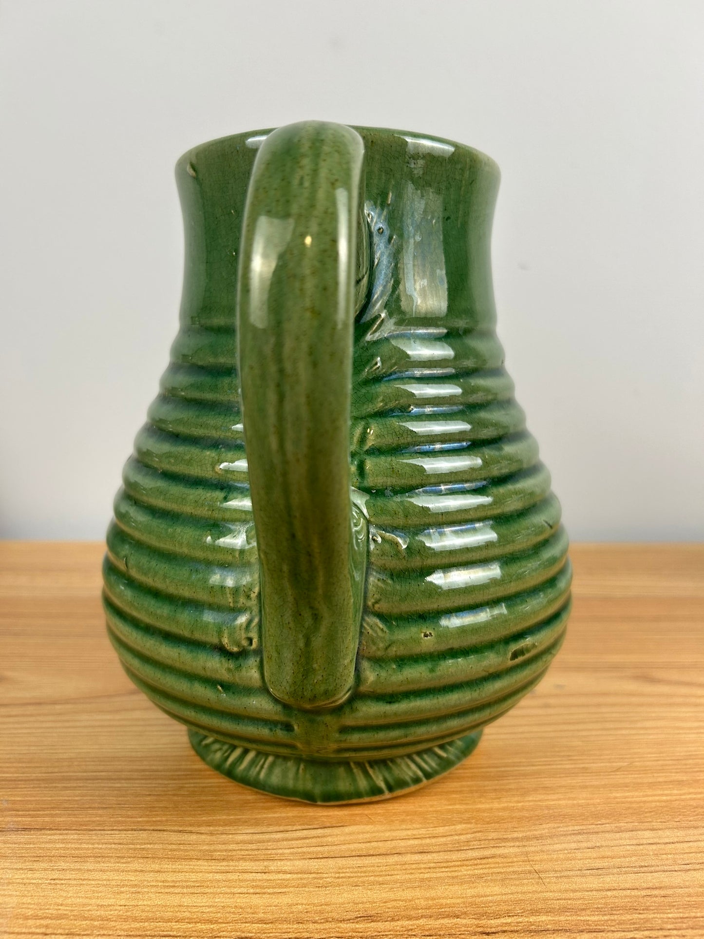 McCoy Green Ringware Art and Crafts Art Pottery 8" Tall Pitcher