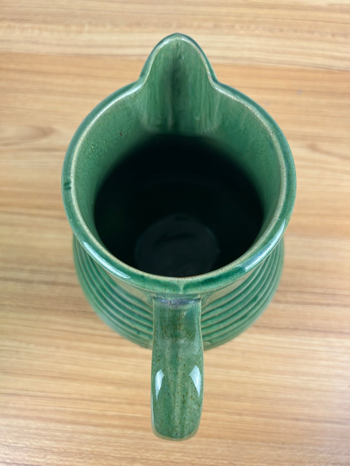 McCoy Green Ringware Art and Crafts Art Pottery 8" Tall Pitcher