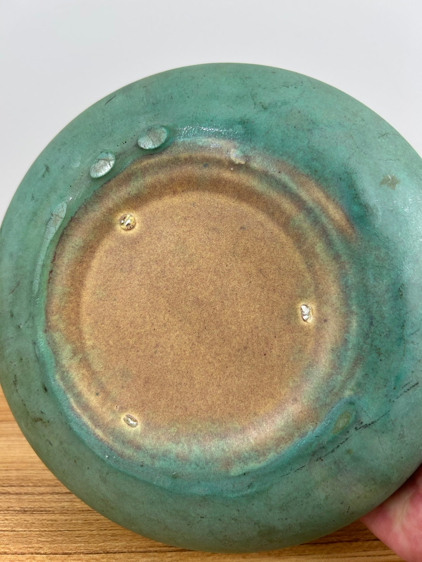 Glorious Antique Roseville Pottery Early Carnelian Centerpiece Bowl Matte Green
