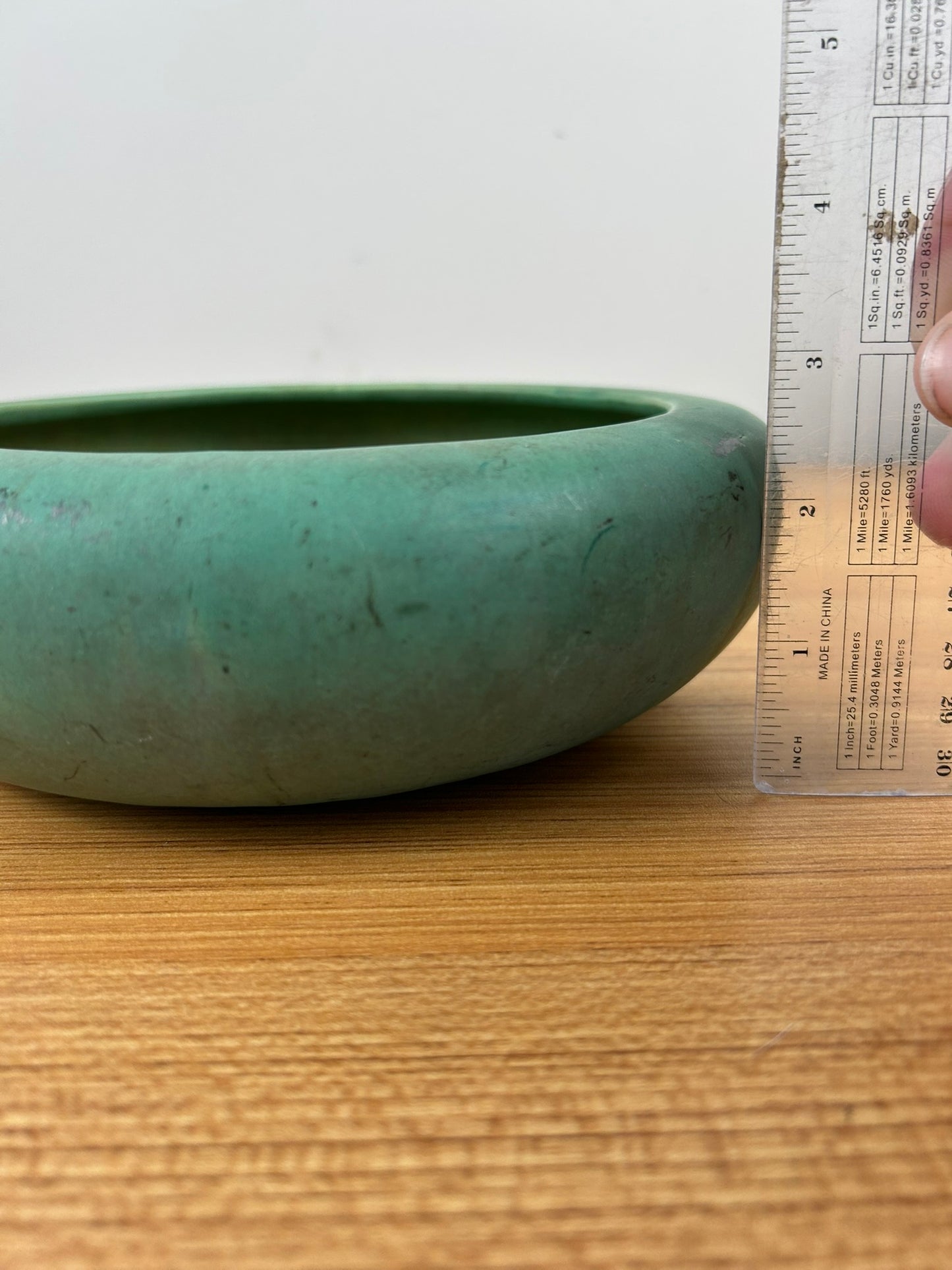 Glorious Antique Roseville Pottery Early Carnelian Centerpiece Bowl Matte Green