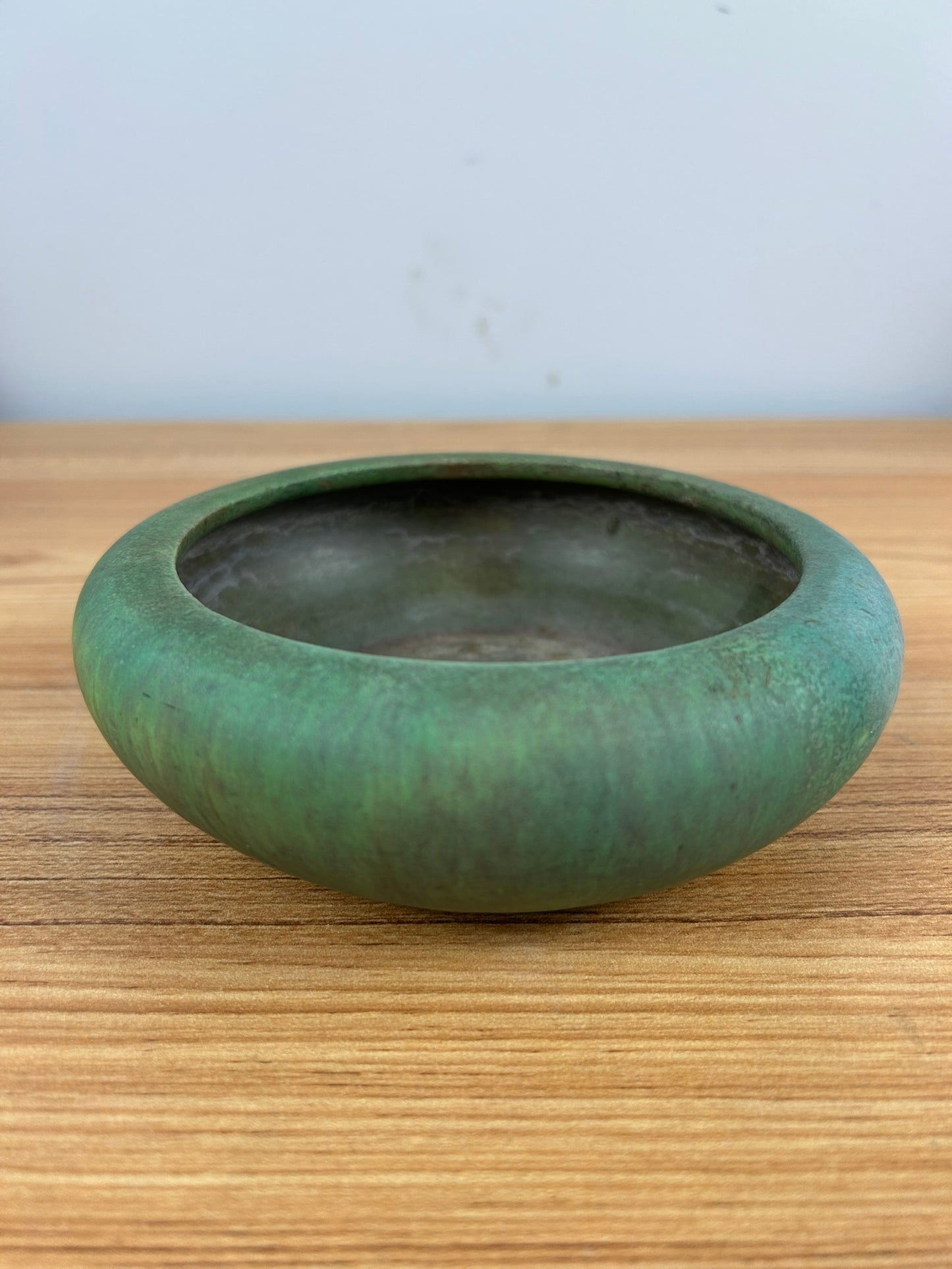 Glorious Antique Roseville Pottery Early Carnelian Bowl Matte Green