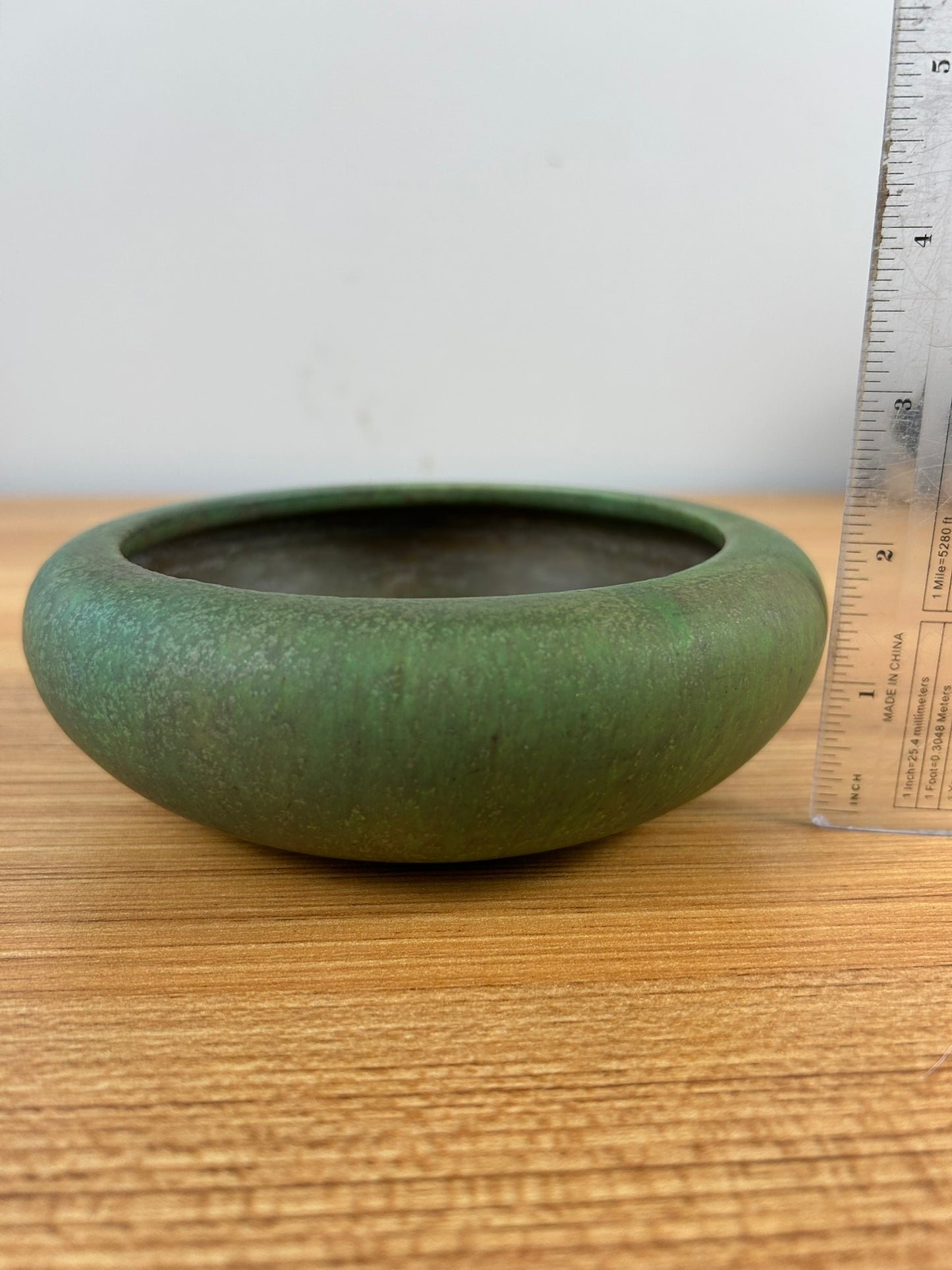 Glorious Antique Roseville Pottery Early Carnelian Bowl Matte Green