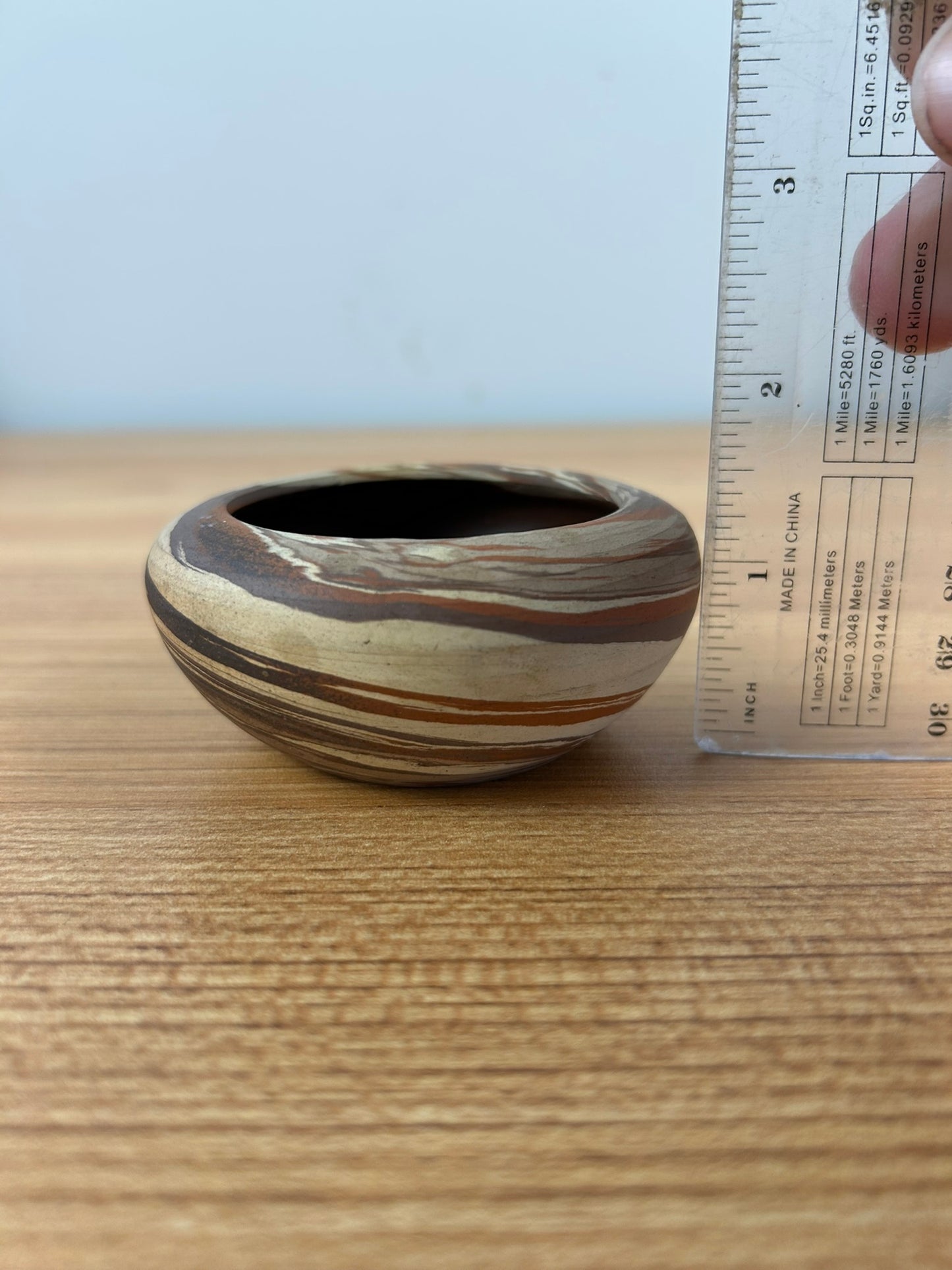Evans Art Pottery Brown Tan Mission Swirl Small Bowl