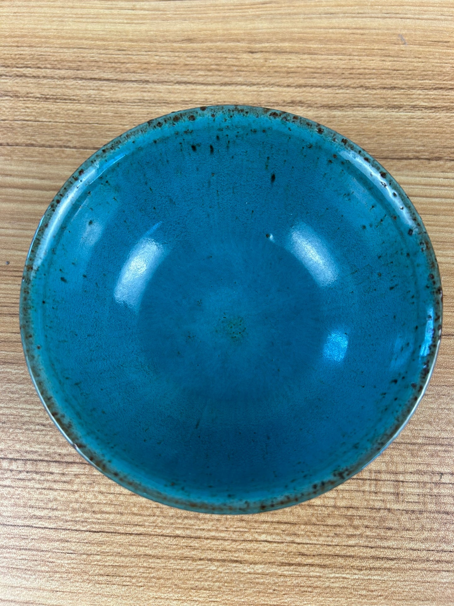 E & R Reynolds California Art Pottery Bowl - Mottled Blue Textured Glaze