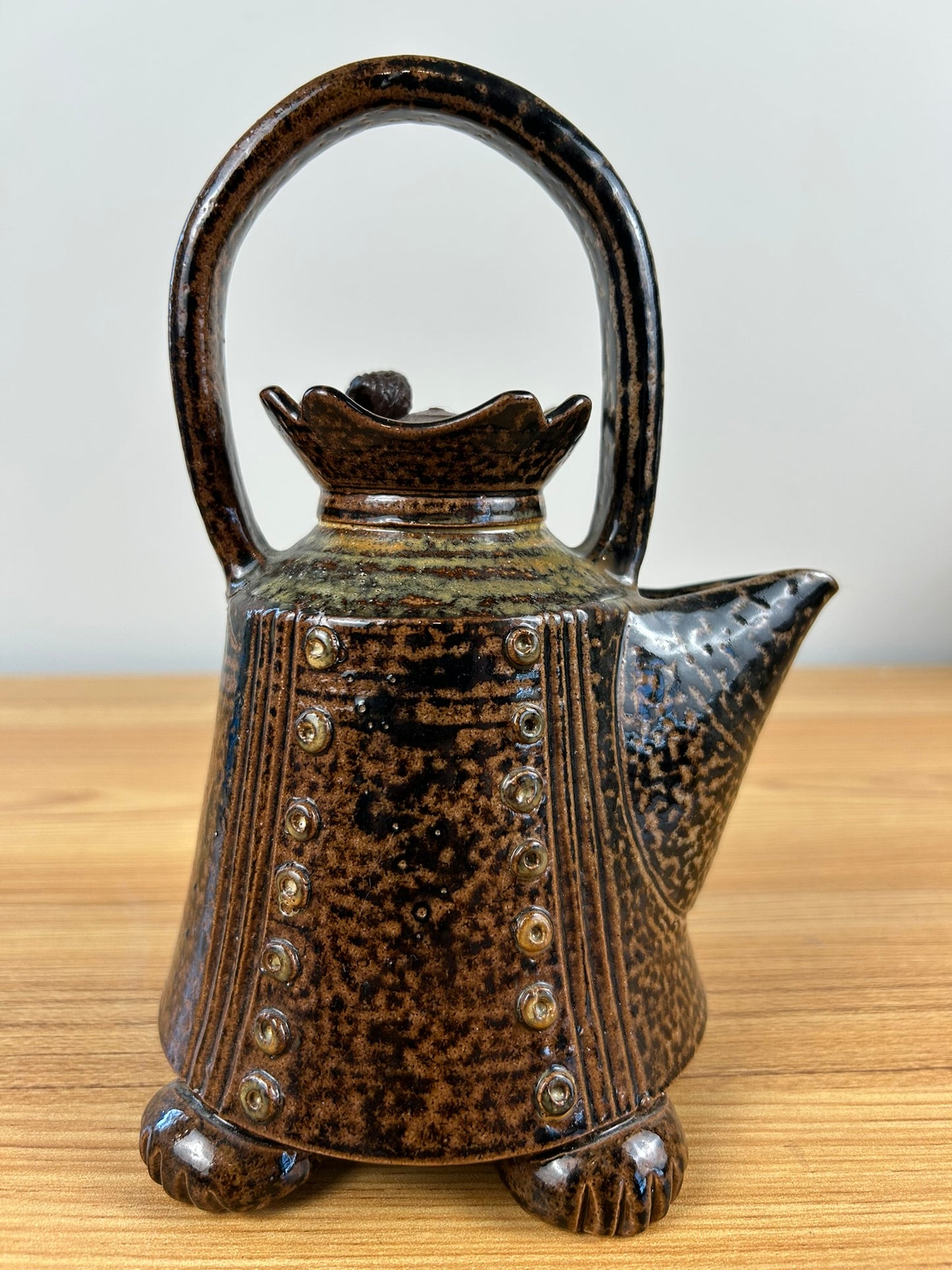 Vintage Unmarked MCM John Glick Style Large Handled Teapot Animal Feet