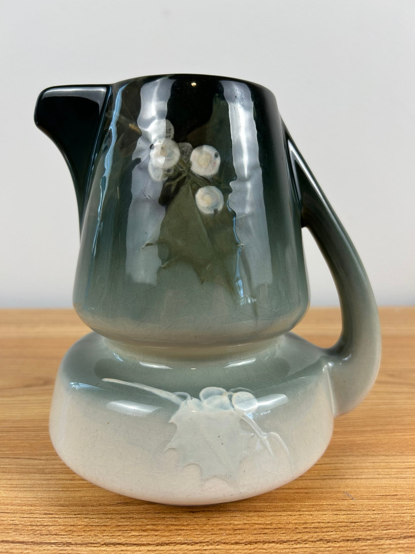 Weller Art Pottery Eocean Corseted Hip Berry On Vine Hand Decorated Pitcher