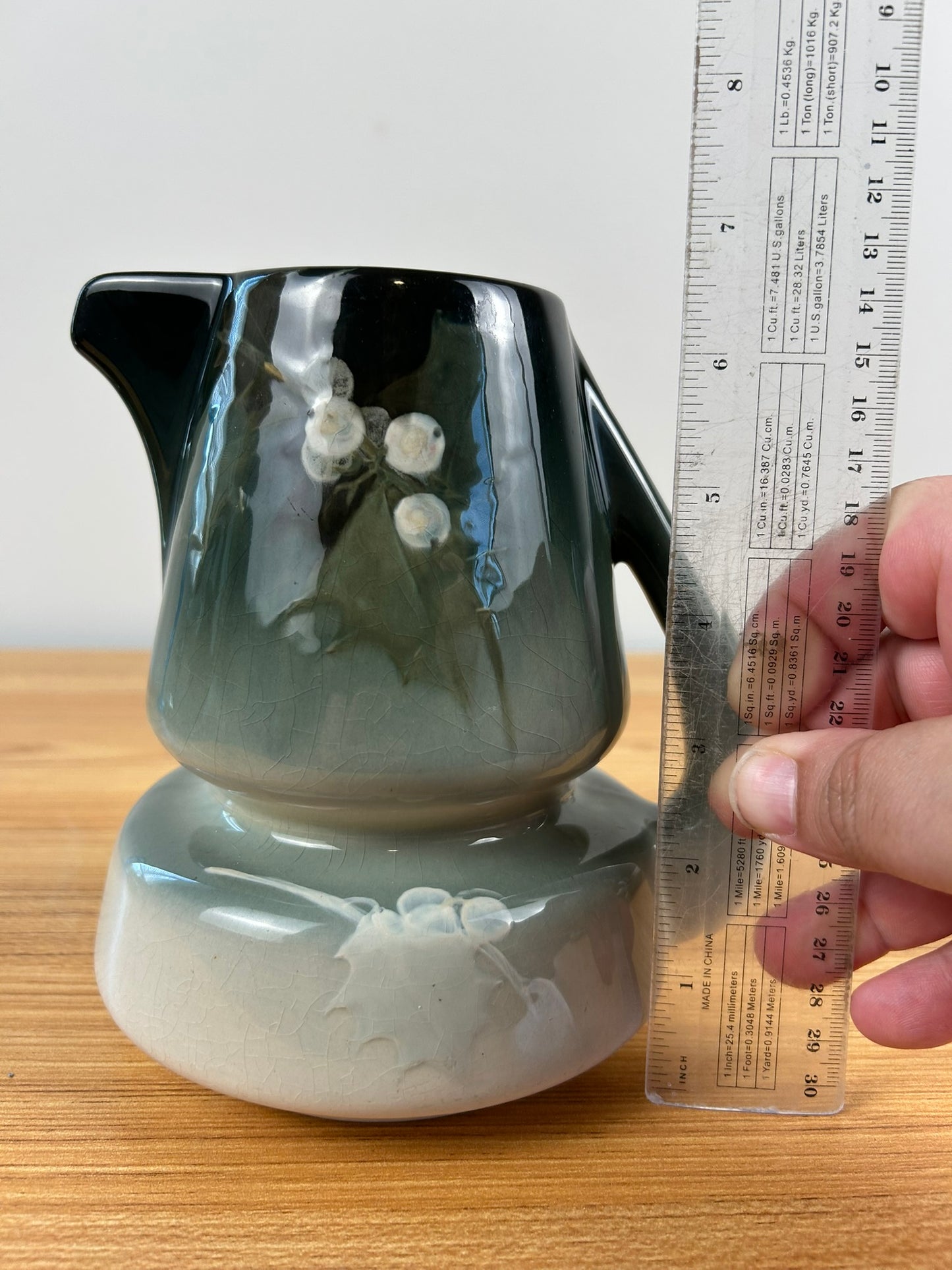 Weller Art Pottery Eocean Corseted Hip Berry On Vine Hand Decorated Pitcher
