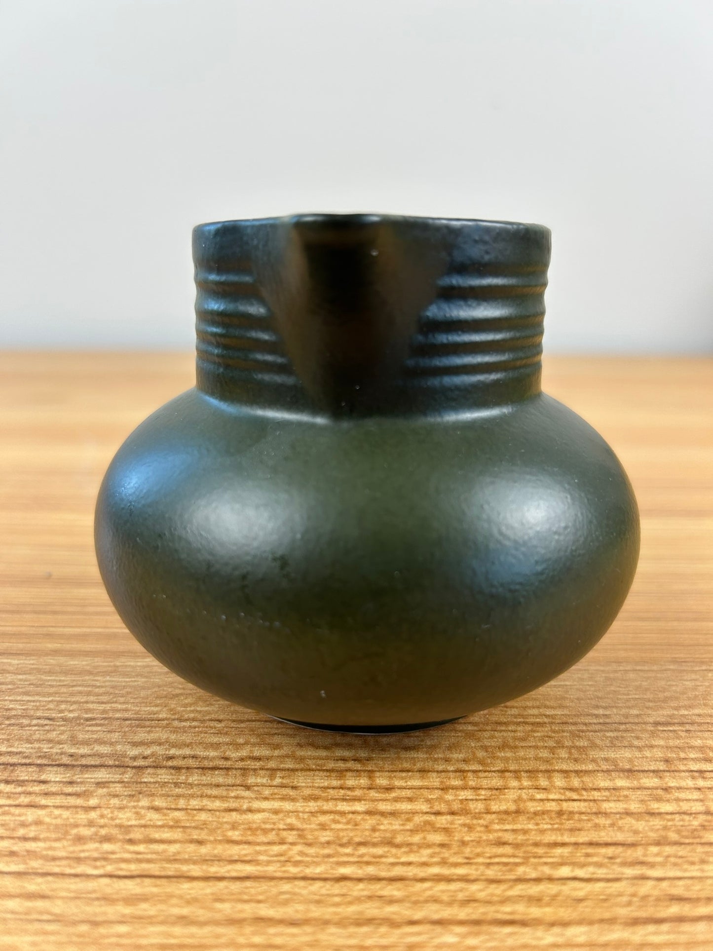 MYOTT GREEN CREAM PITCHER VINTAGE STONEWARE POTTERY ENGLAND MCM