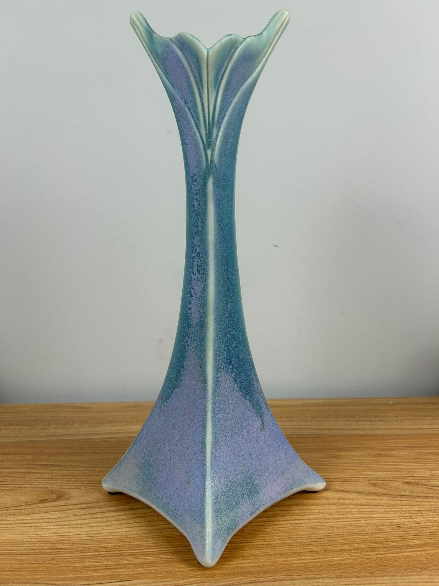 Newman Ceramic Works Studio Art Pottery Fris 13" Tall Purple Green Vase