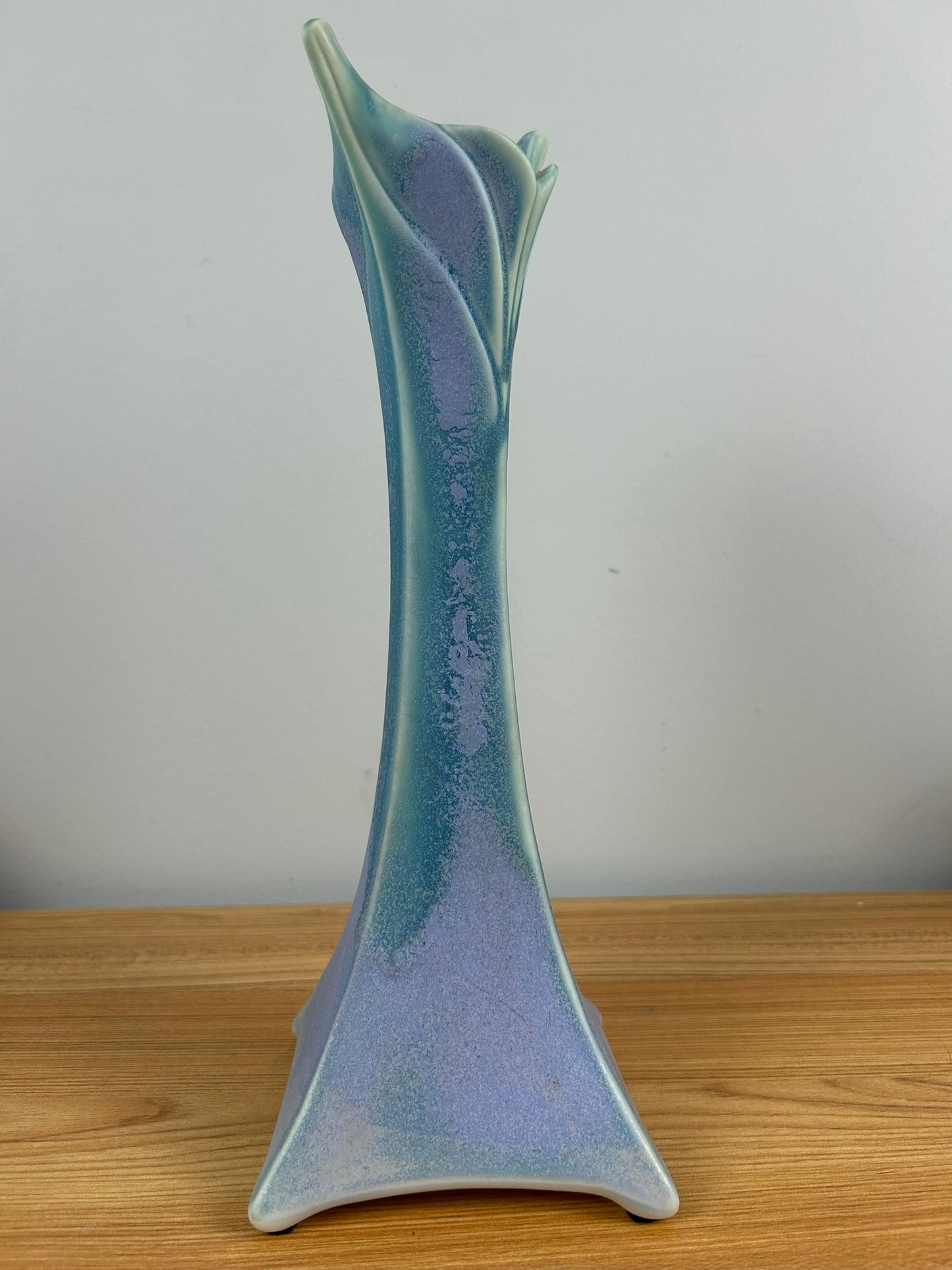 Newman Ceramic Works Studio Art Pottery Fris 13" Tall Purple Green Vase