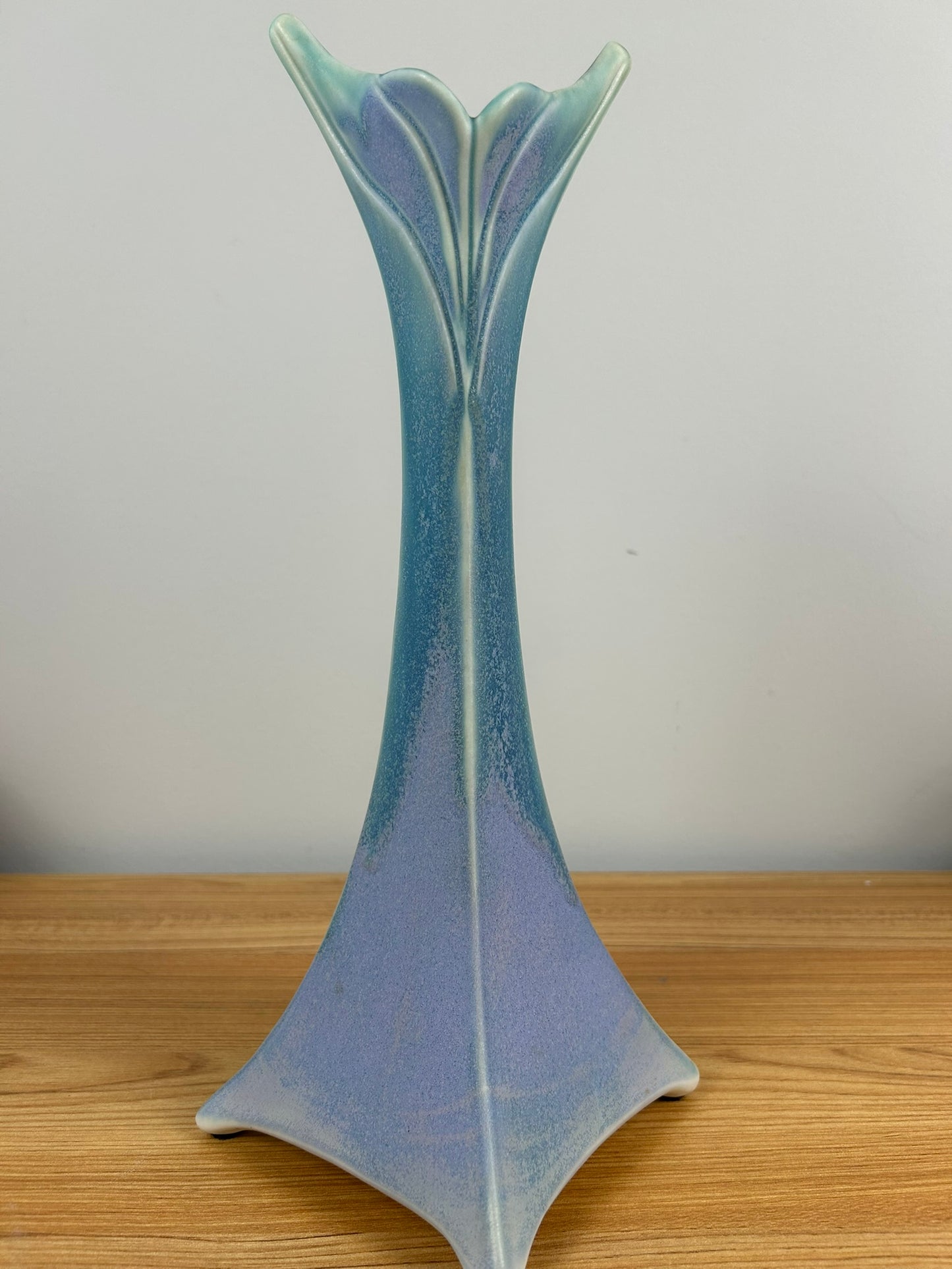 Newman Ceramic Works Studio Art Pottery Fris 13" Tall Purple Green Vase