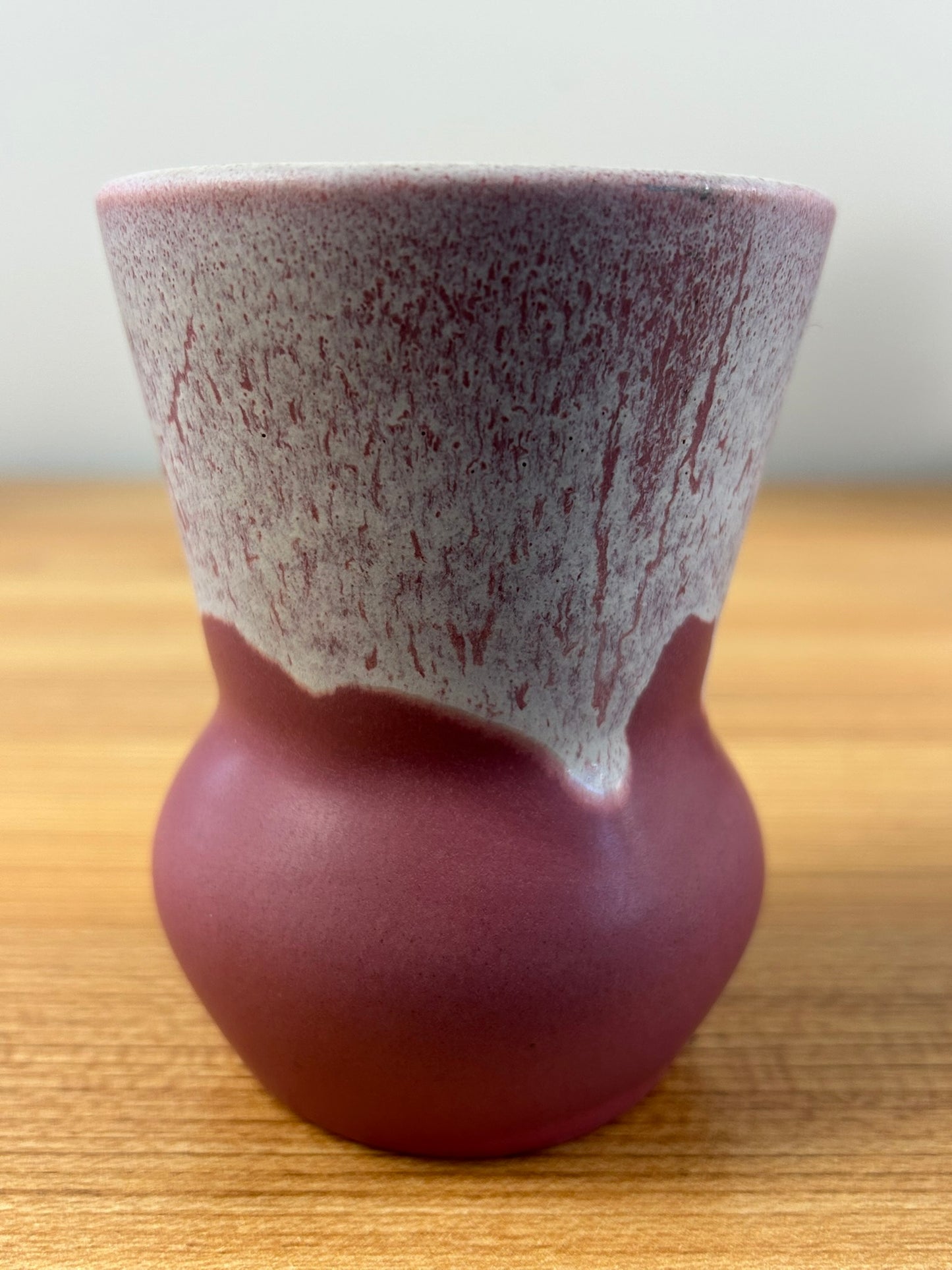 Vintage Muncie Pottery Vase, Marbled, Pink And White Arts, And Crafts 4" Vase