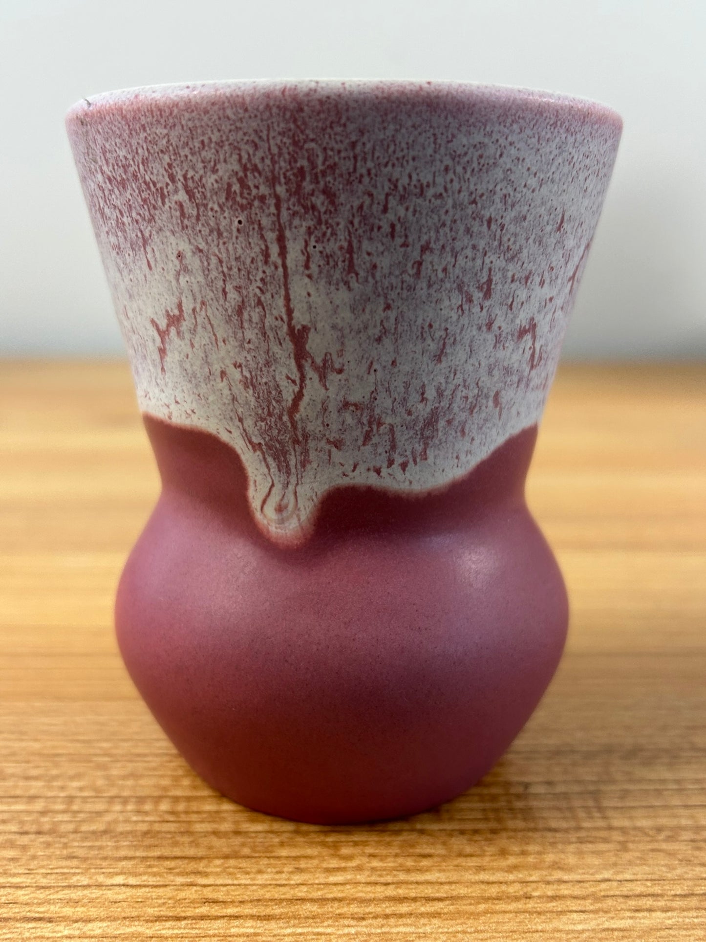 Vintage Muncie Pottery Vase, Marbled, Pink And White Arts, And Crafts 4" Vase