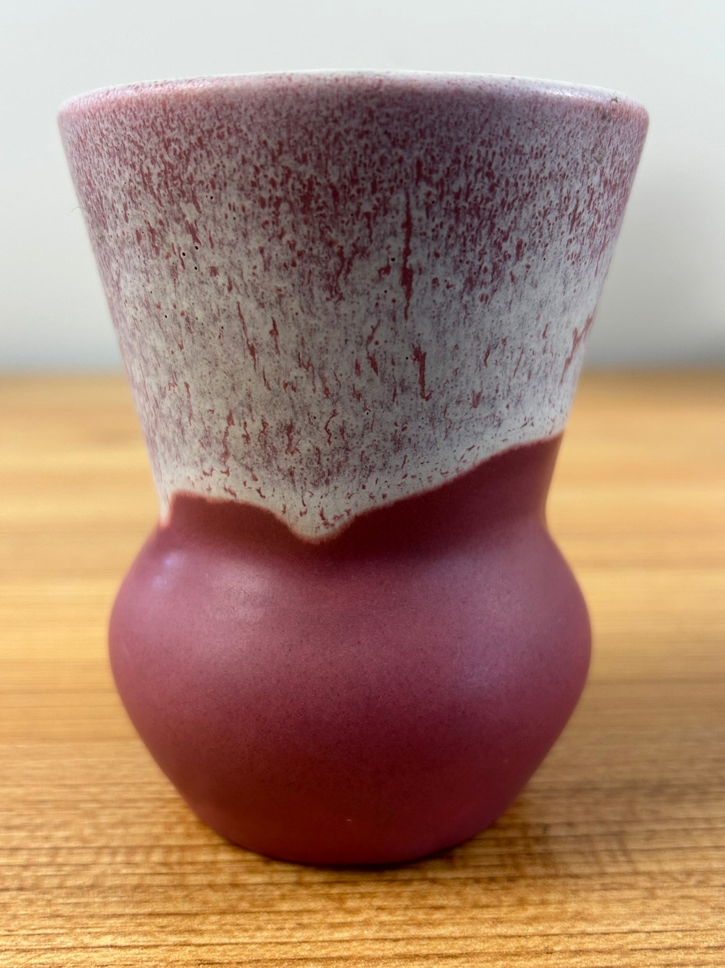 Vintage Muncie Pottery Vase, Marbled, Pink And White Arts, And Crafts 4" Vase