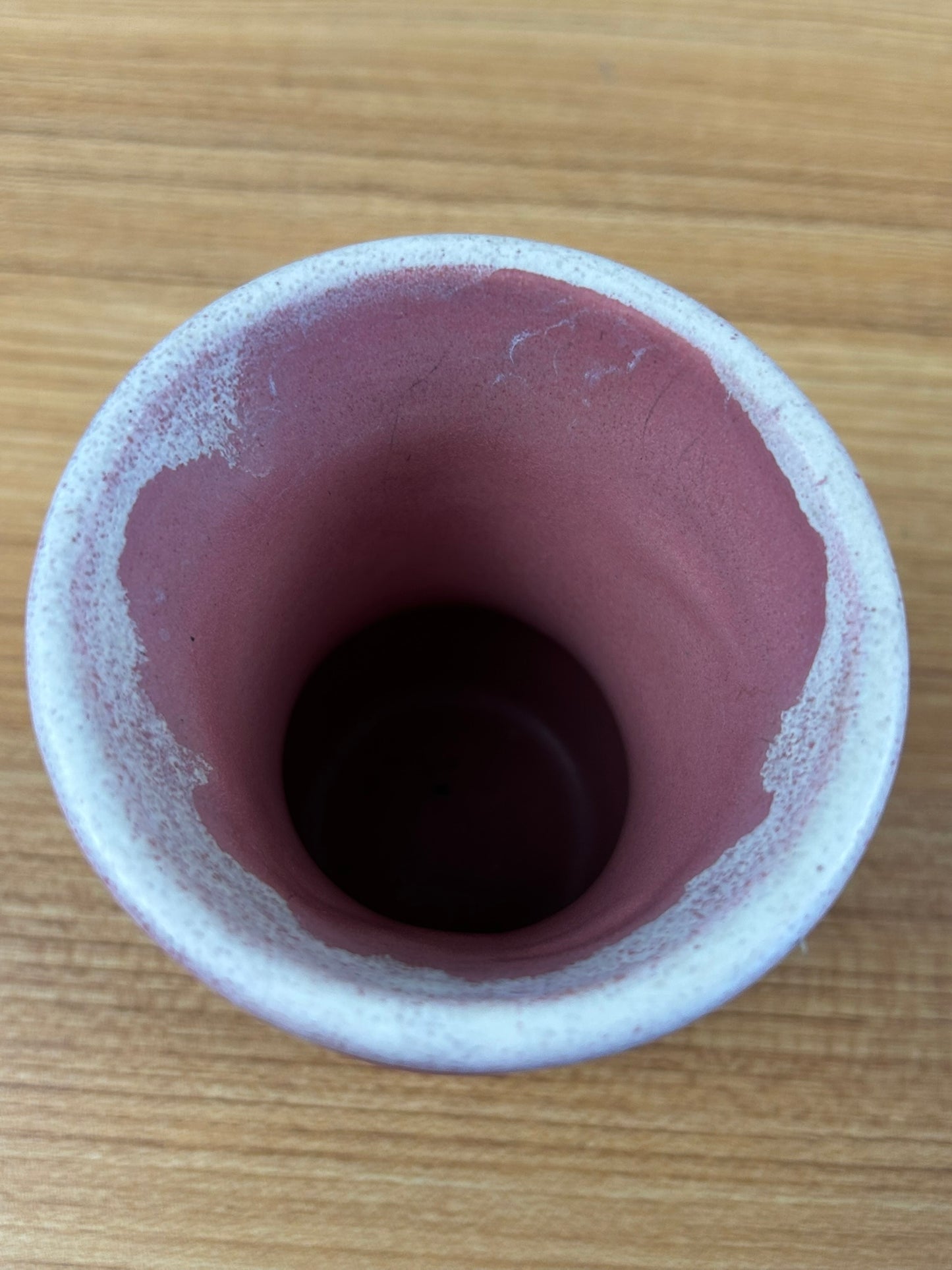 Vintage Muncie Pottery Vase, Marbled, Pink And White Arts, And Crafts 4" Vase