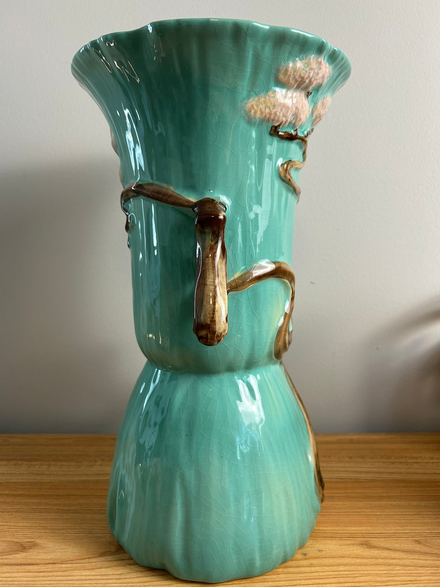 Stunning Roseville Ming Tree Pottery Handled Large Floor Vase 585-14