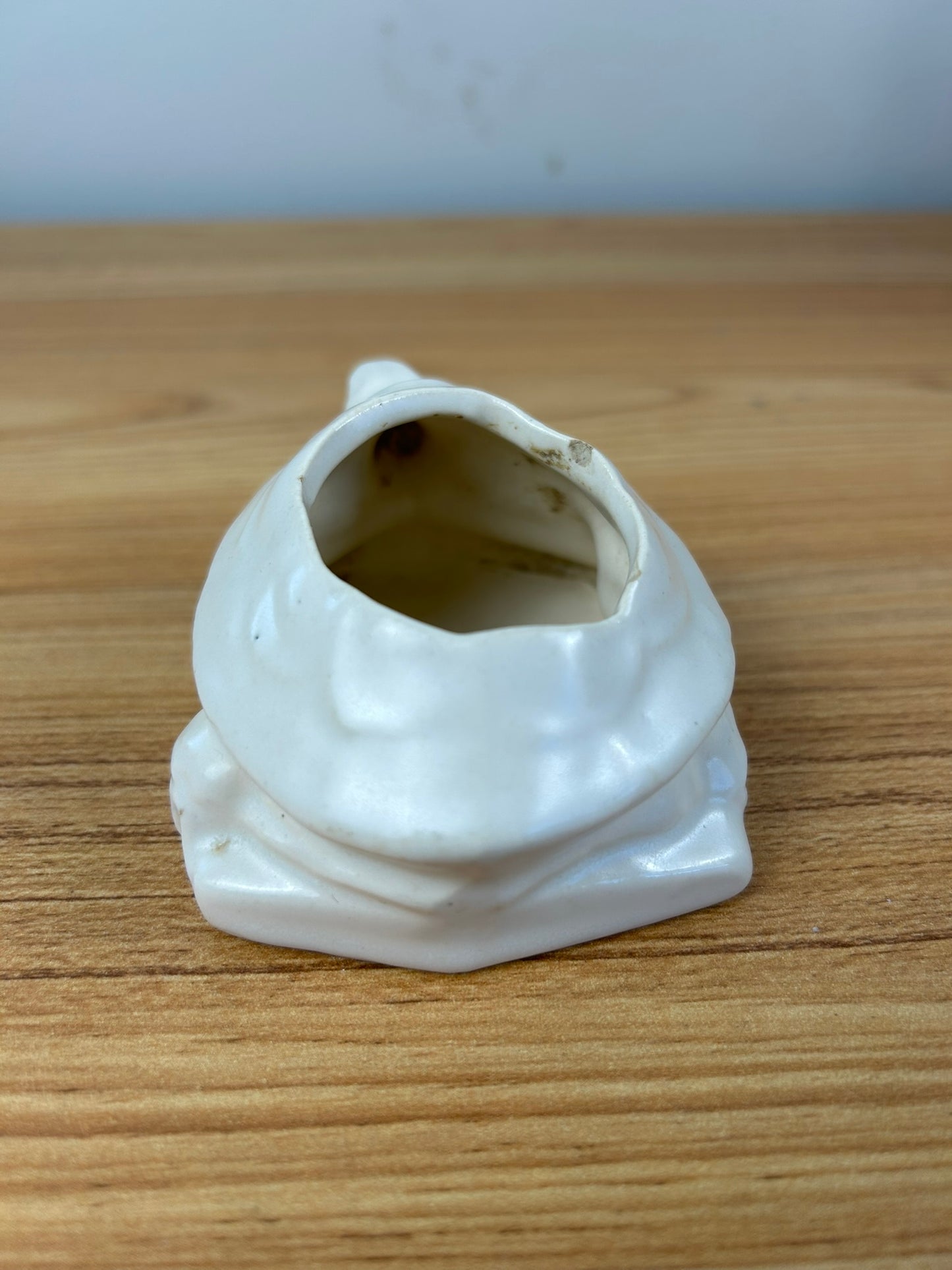Vintage Nelson McCoy Pottery Matte White Turtle Miniature Planter Holder HTF