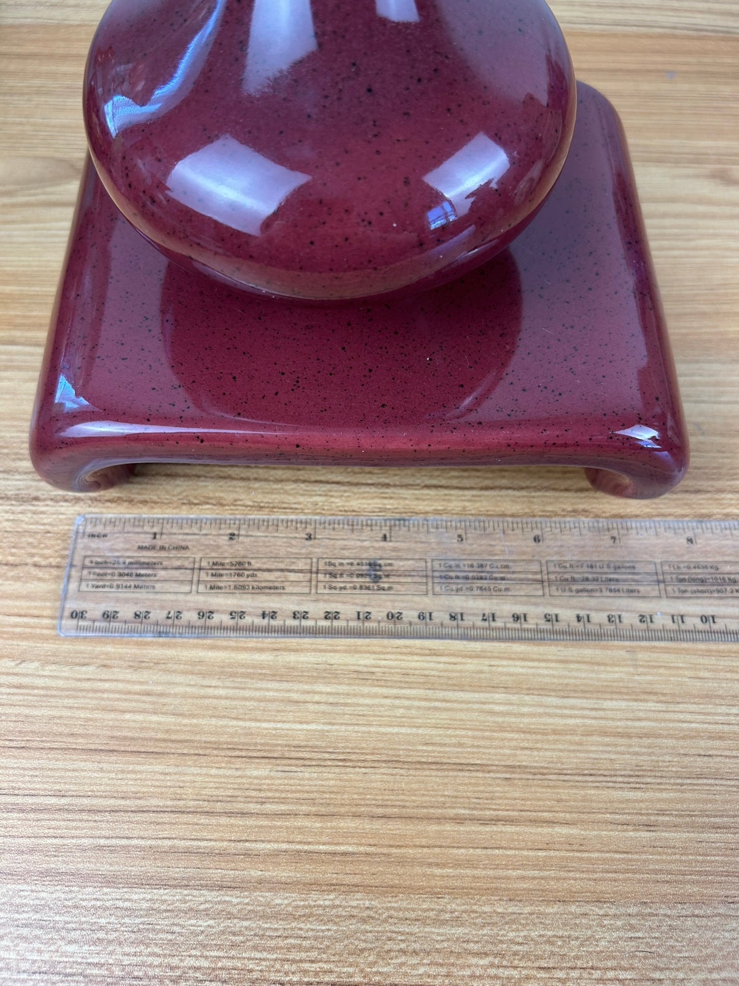 HAEGER Red Pottery Pedestal Plant Stand Riser Display Stand With Vase 140-01