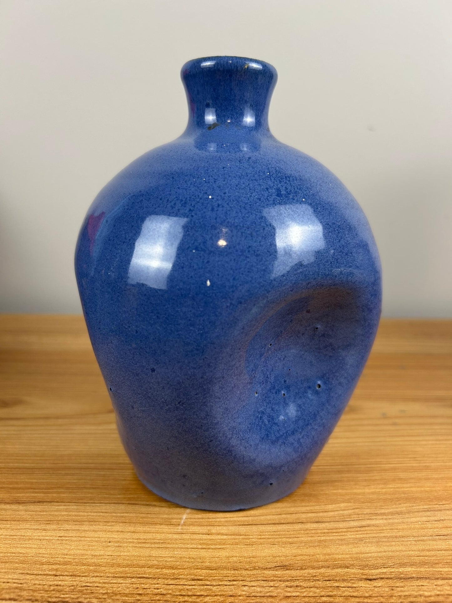 Cornelison Bybee Kentucky Hand Made Matte Blue Dimple Body Vase