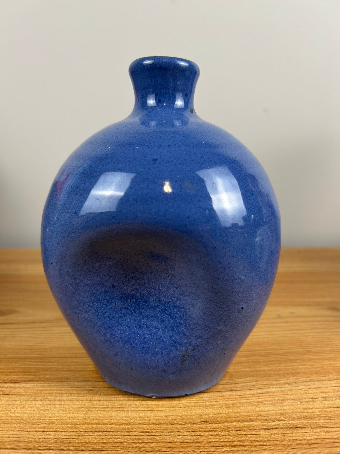 Cornelison Bybee Kentucky Hand Made Matte Blue Dimple Body Vase