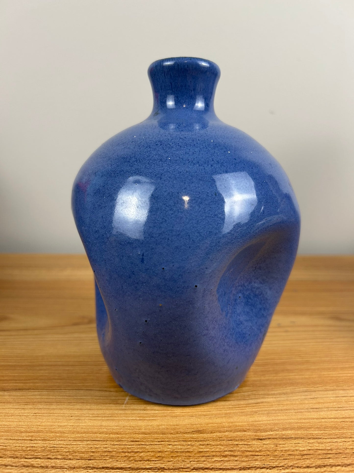 Cornelison Bybee Kentucky Hand Made Matte Blue Dimple Body Vase