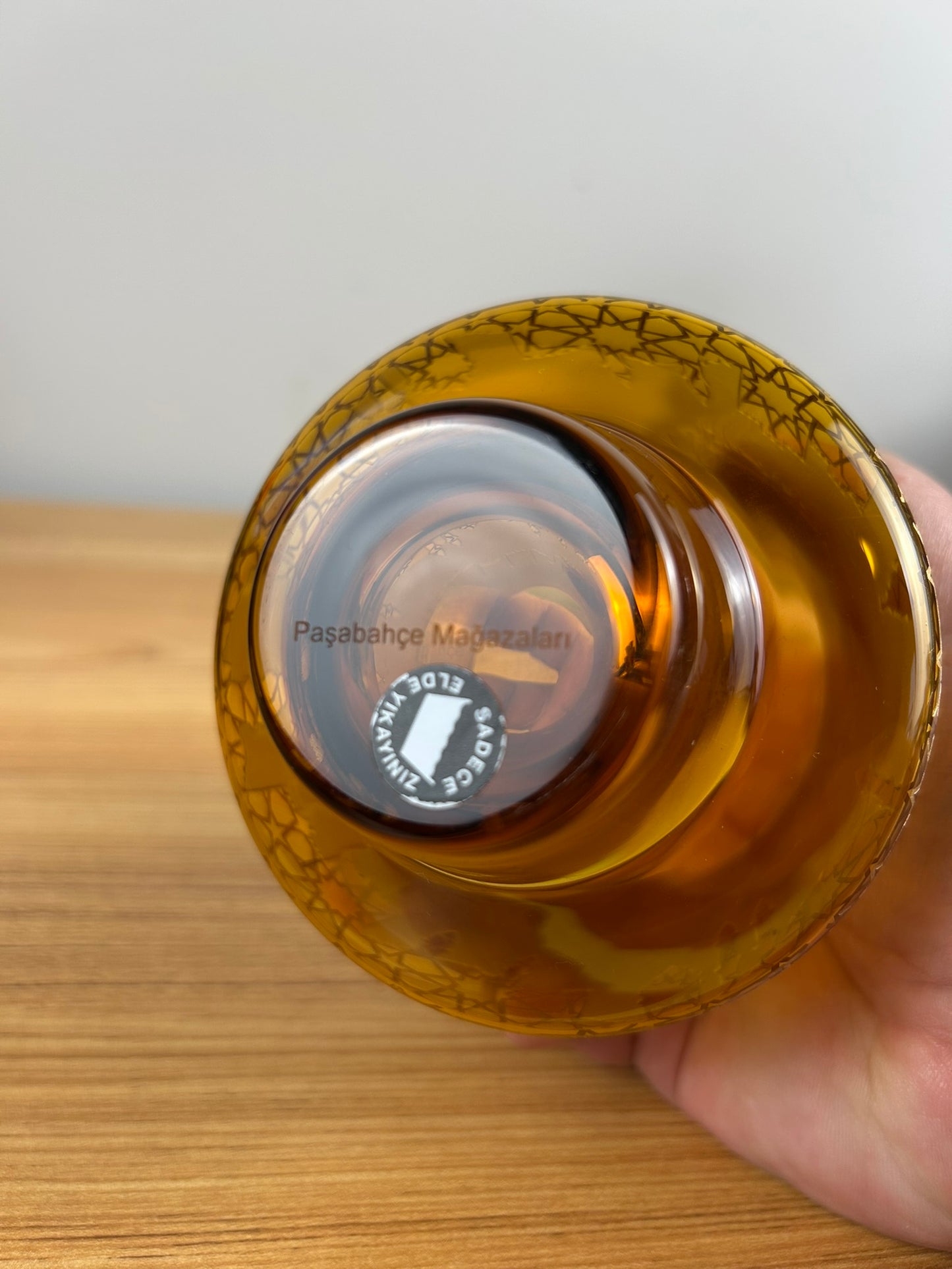 Pasabahce Magazalari Siluet Mumluk Etched Skyline Amber Glass Votive Holder