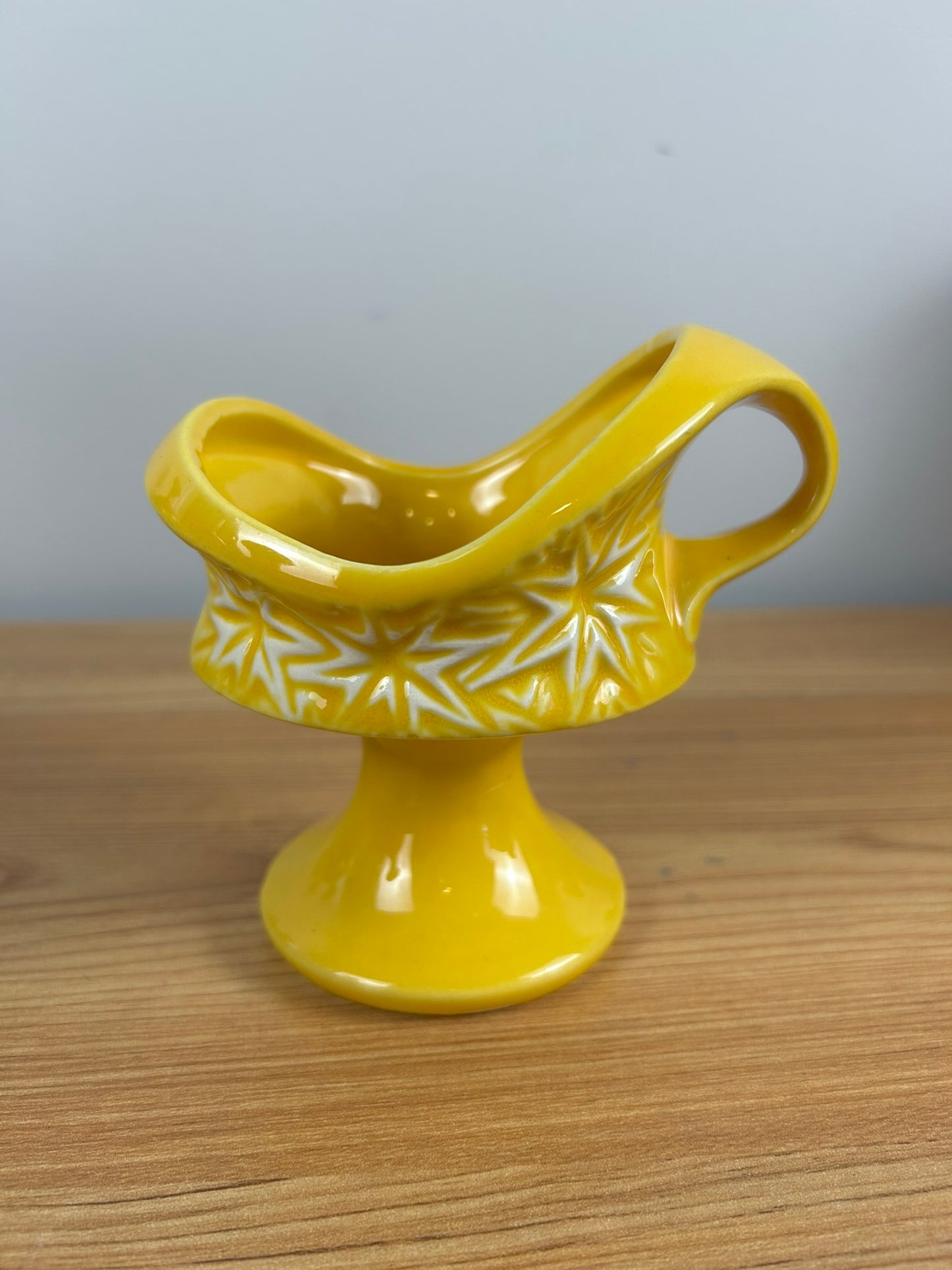 1968 McCoy USA Pottery MCP 20 Glossy Yellow Starburst Pattern Candle Holder