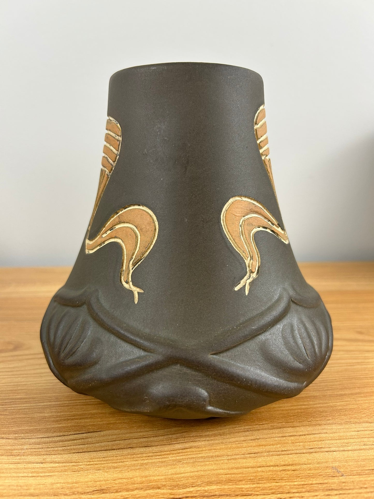 Owens Henri Deux 1900s Antique Art Pottery Flowing Hair Woman Portrait Vase 1308