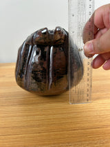 John Glick & George Ohr Style Brown Crushed Rim Fluted Studio Pottery Vase