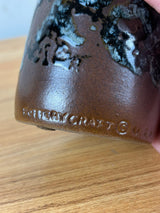 Pottery Craft USA Drip Glaze MCM Pottery Vase Brown, Blue 5.5"