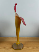 Strini Studio Art Glass Signed Jack in Pulpit Vase Iridescent Gold Red 14"