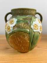 Vintage 1931 Roseville Jonquil Art and Crafts Brown Pottery Ceramic Vase 6.25"